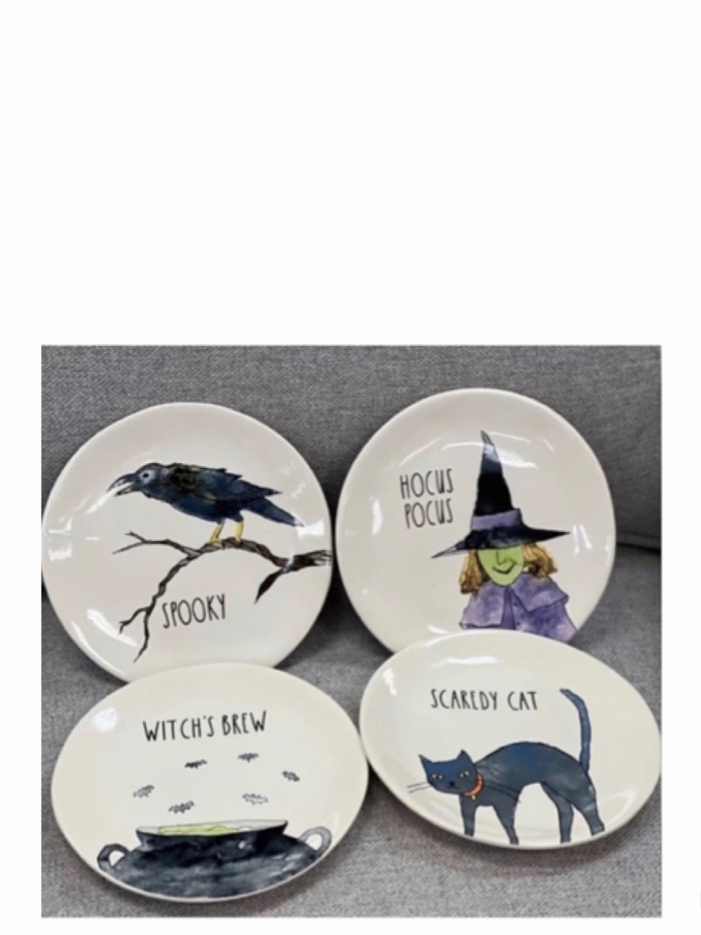 NEW Rae Dunn Ceramic Set of 4 Halloween Plates 🧙‍♀️